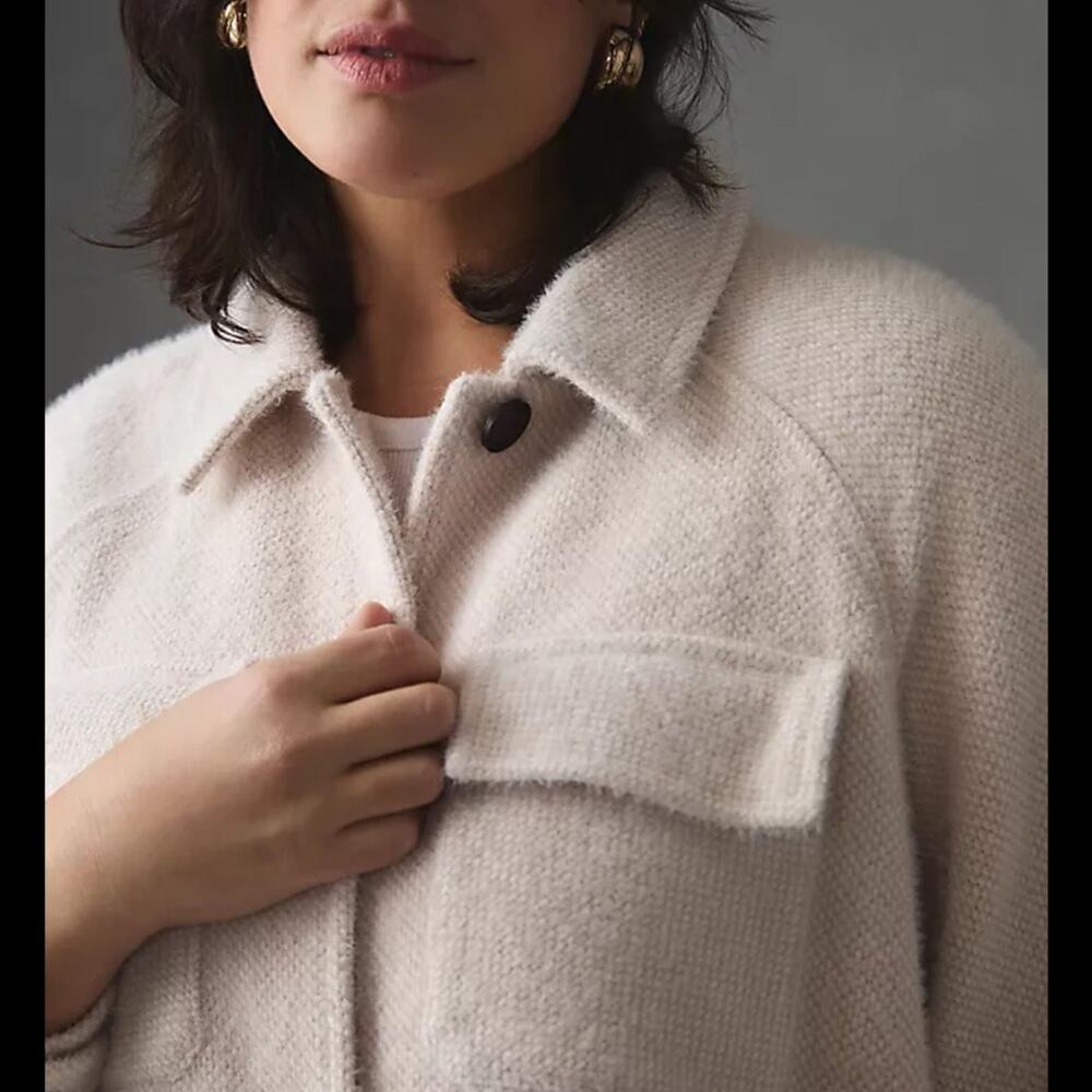 😍2 for $20 Anthropologie Greylin Charlie Cozy Shirt Jacket - Size XS - Cream